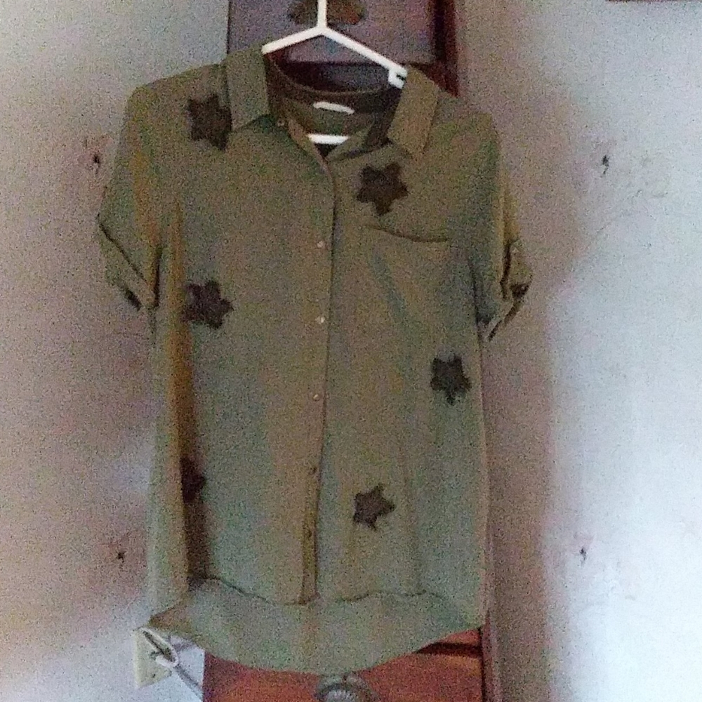 Hummingbird Khaki Star Blouse size S/M